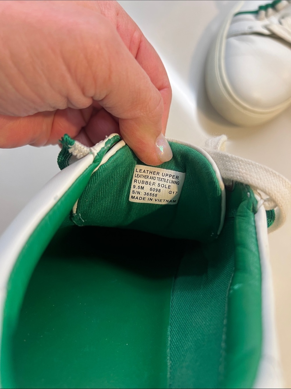 Tory Burch Sport White Leather Sneakers with Green Trim - Picture 4 of 8